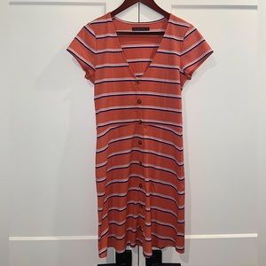 NWOT Women’s Abercrombie & Fitch Ribbed Orange Striped Dress Size Large
